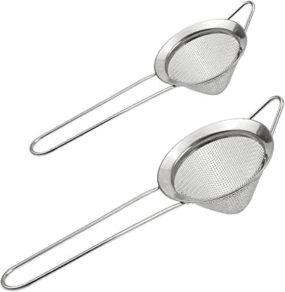 Set van 2 Cocktailzeefjes van RVS - Fijne Mesh Conische Zeef voor Drank, Thee en Sap Filtering met Handvat en Rand