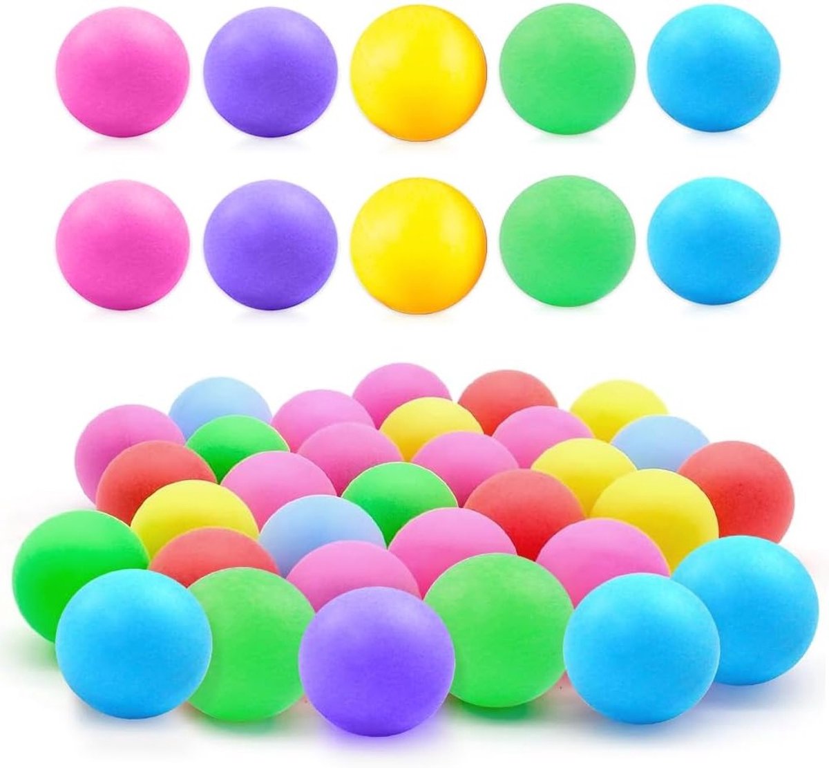 Allecto Premium: Set van 30 Tafeltennisballen Mix van kleuren 40 mm Training Ping Pong Ballen Wedstrijd- en Trainingsballen voor Entertainment Ambachten Decoraties