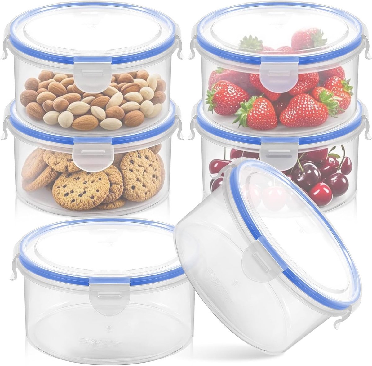 6x Luchtdichte Ronde Bewaarcontainers 300ml - Lekvrij & Stapelbaar voor Koelkast en Magnetron