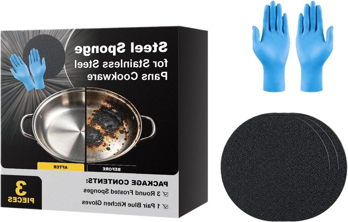Roestvrijstalen Panreiniger - Kookgerei Schoonmaker - Keuken Schoonmaken - Krasvrije Reiniging - 1 Set - Zilver