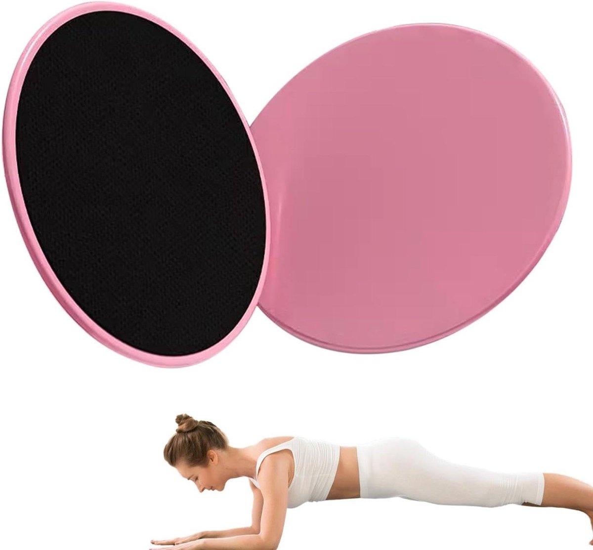 Glijschijven Fitness - Oefenschijven Core Sliders - Basistraining Uitdagend - Duurzaam ABS Materiaal - 17.5 cm Diameter - Roze