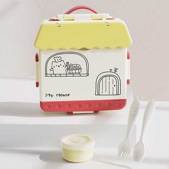 Kinder Lunchbox - Voedsel Bewaar Doos - Maaltijd Voorbereiding - Vier Compartimenten - 1000 Milliliter - Geel van Kinder — afbeelding 3