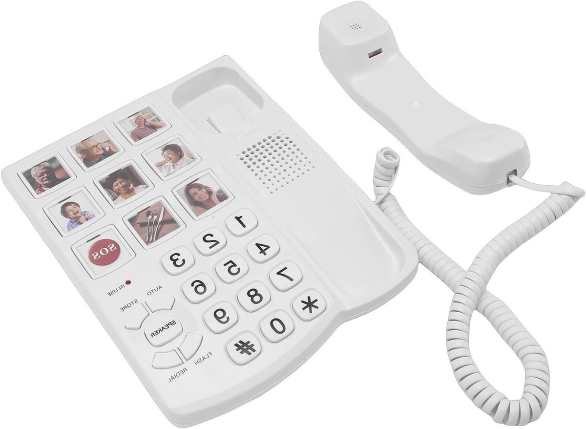 Vaste Telefoon Grote Knoppen - Seniorentelefoon Huis Telefoon - Makkelijk Bellen - 9 Snelkiesknoppen