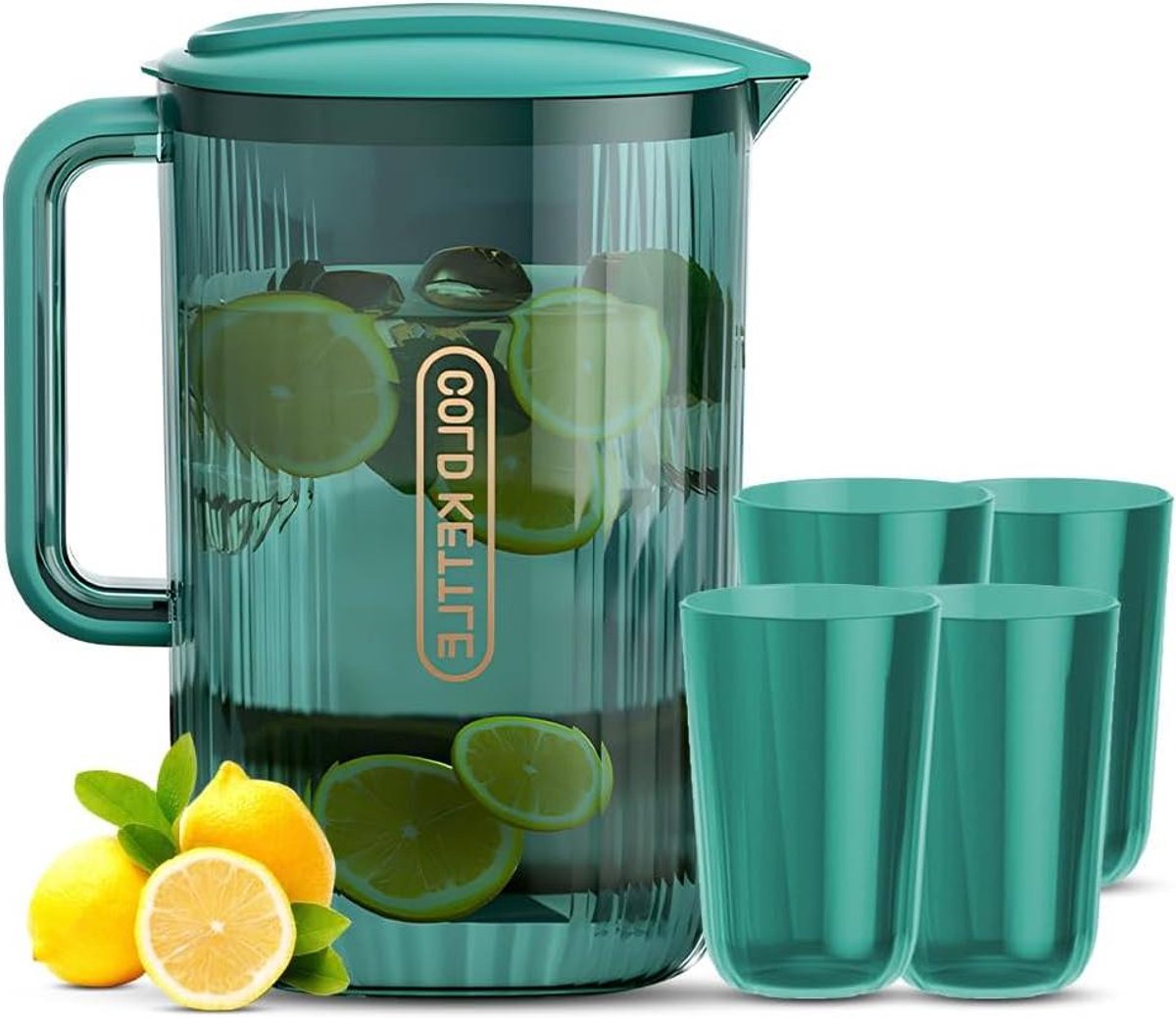 Waterkan met Handvat - Drankdispenser Koelkast - Dranken Serveren - Hitte- en Koudebestendig - 2.2 Liter - Zwart