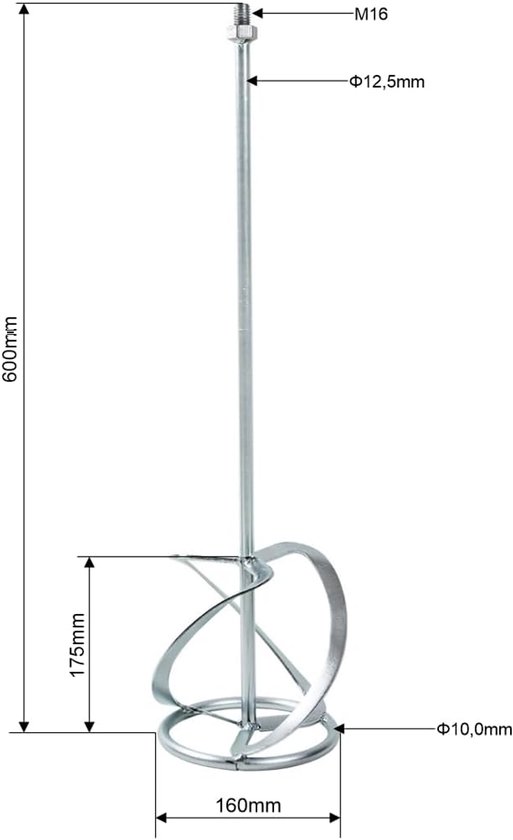 STALCO Perfecte mortelroer Ø 160 mm C3 roerstaaf mortelmixer wentelmixer M16 — afbeelding 2