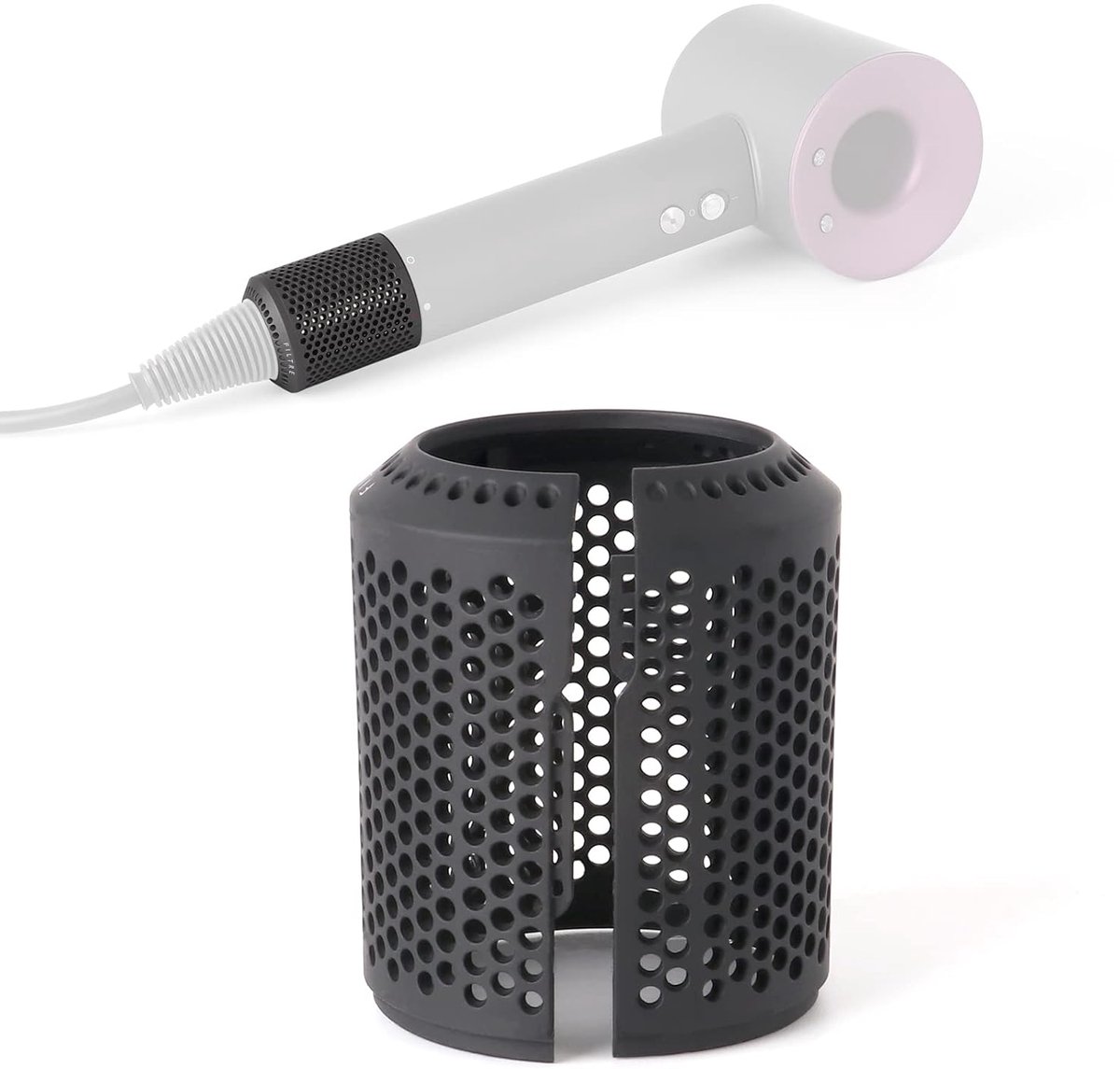 Verbeterde filterkap voor haardrogers, compatibel met Dyson Supersonic HD01 HD03 HD07 HD08 modellen - Vervangend filter voor haardrogers (grijs)