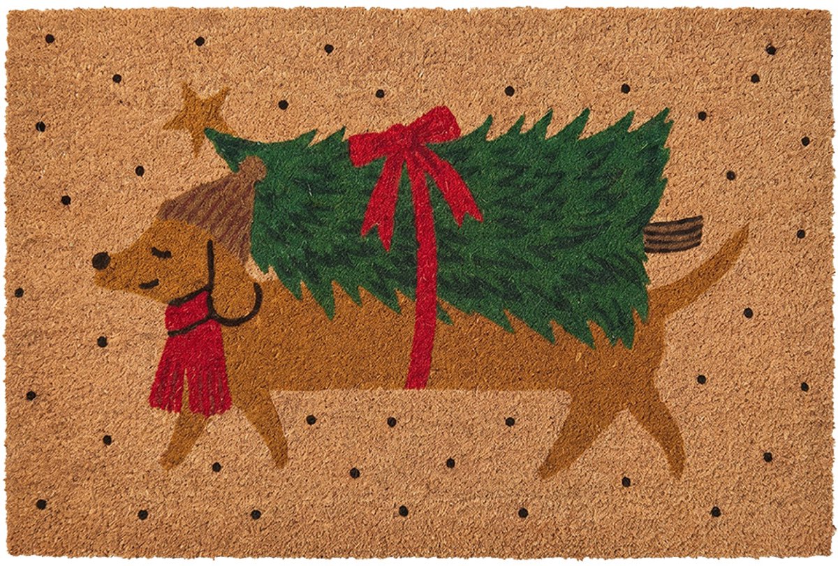Clayre & Eef Deurmat Bruin Kokos Kerst