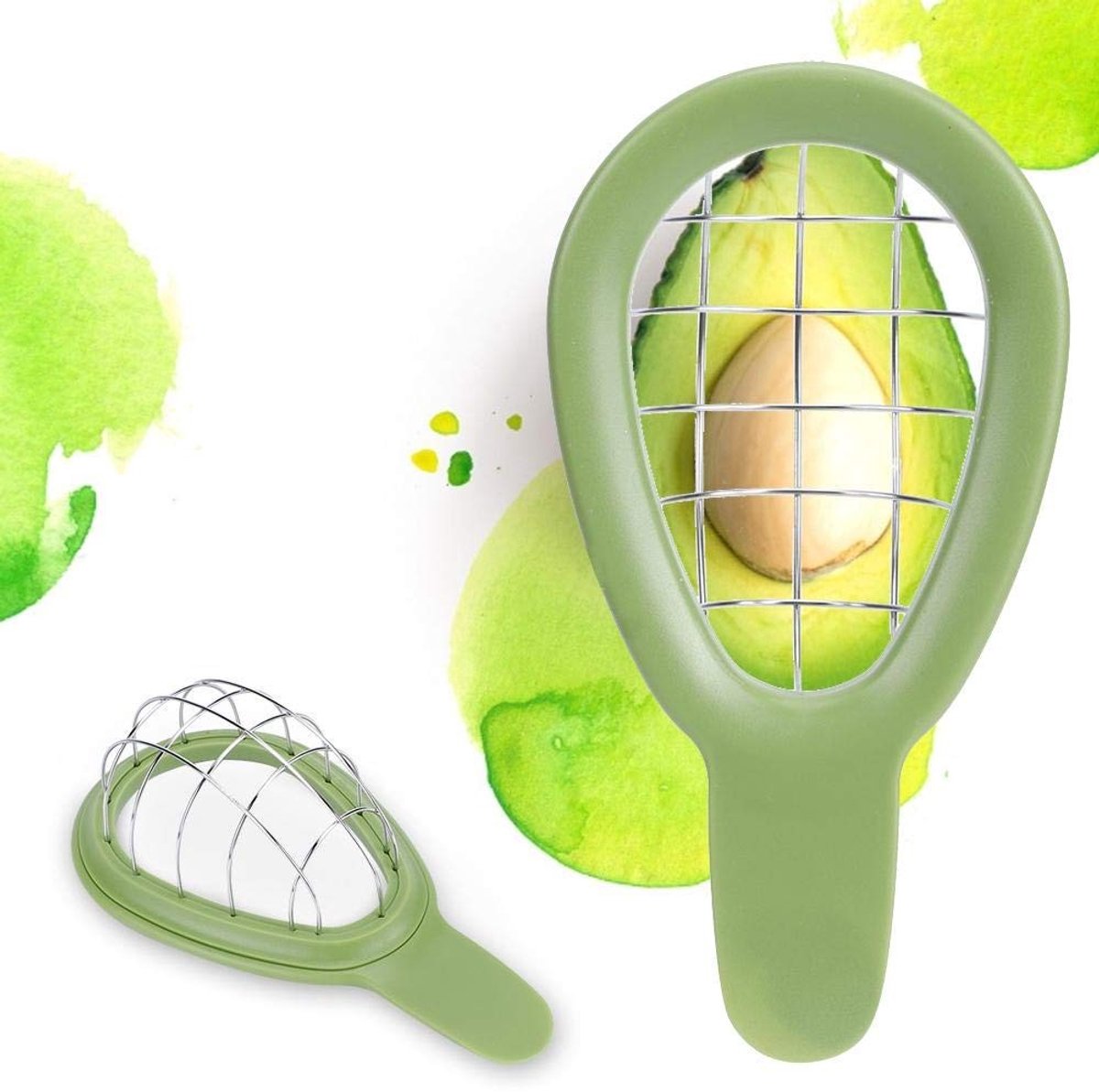 Dailygoods- Avocado Snijmachine Ergonomische Handgreep - RVS - Vaatwasserbestendig - Fruit Salade Gadget - Compact Ontwerp - Veilig en Smaakloos - Avocado Snijder