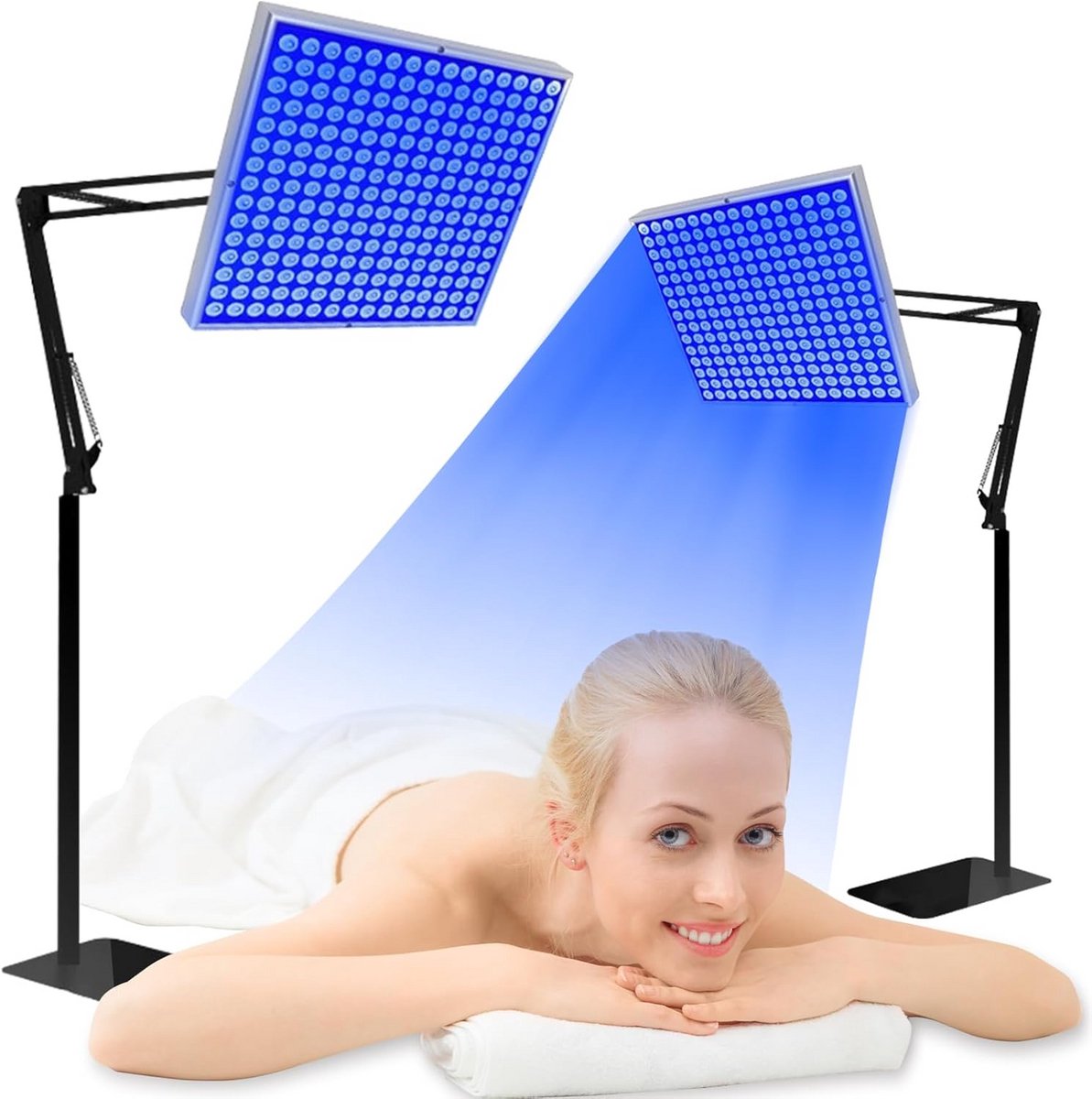 Bruiningslamp voor thuis - Zonnebank lamp - Huidverzorging thuis - Opvouwbaar en instelbaar - 225 LEDS - Zwart