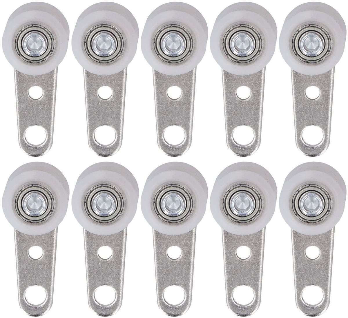 Dailygoods- Lagerpoelie Roestvrij Staal/Nylon - 10 Stuks - Diameter 19 mm - Lengte 44 mm - Eenvoudige Installatie - Geschikt voor Schuifdeuren - Katrol