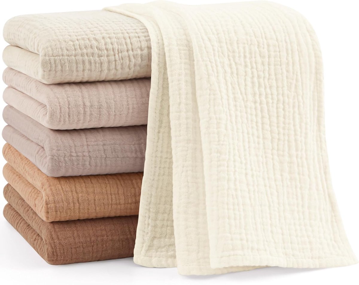 Bearmoss Molton Cloths for Babies, 100% Cotton, Soft Burp Cloths for Babies, Breathable and Extremely Absorbent Muslin Cloth for Absorbent 60 x 60 cm (Brown)
