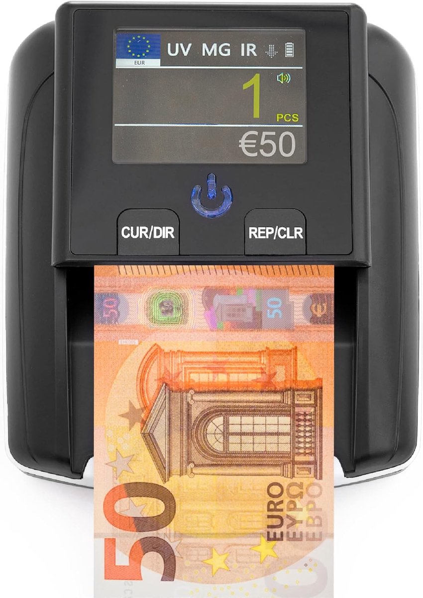 Valsgelddetector Teller - Bankbiljet Scanner - Geld Controleren - 5 Punten Detectie - Compact Ontwerp - Zwart