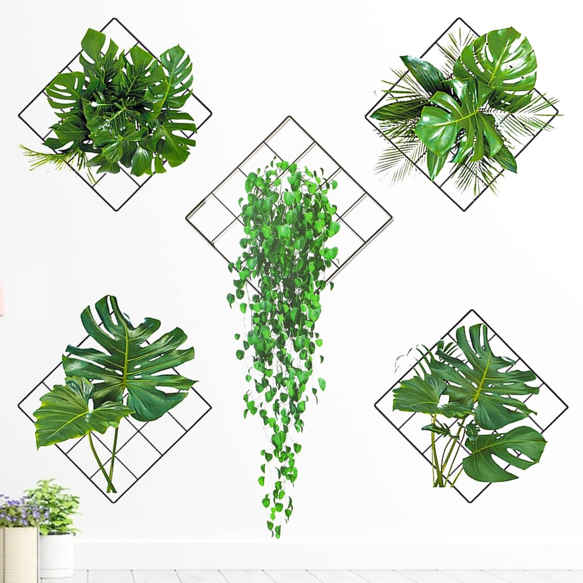 Dailygoods- Muursticker 3D Effect - Groene Planten Wanddecoratie - Zelfklevende Muurtattoo - Wanddecoratie Slaapkamer - Wanddecoratie Woonkamer - Waterdicht Vinylmateriaal