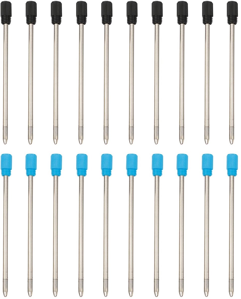 Dailygoods- Balpen 10 Stuks - Navulbaar - Zwart/Blauw - 1 mm Punt - Roestvrij Staal - Gladde Schrijfkwaliteit - Schrijfgerei