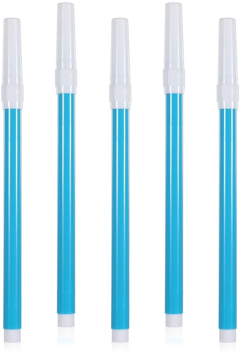 Dailygoods- Naaien Markers 5-delig Set - Wasbare Stoffen Markeringen - Uitwisbare Inkt - Hydrolytische Pen - Tijdelijke Markering - 16,5 cm lang - Stofmarkeerders