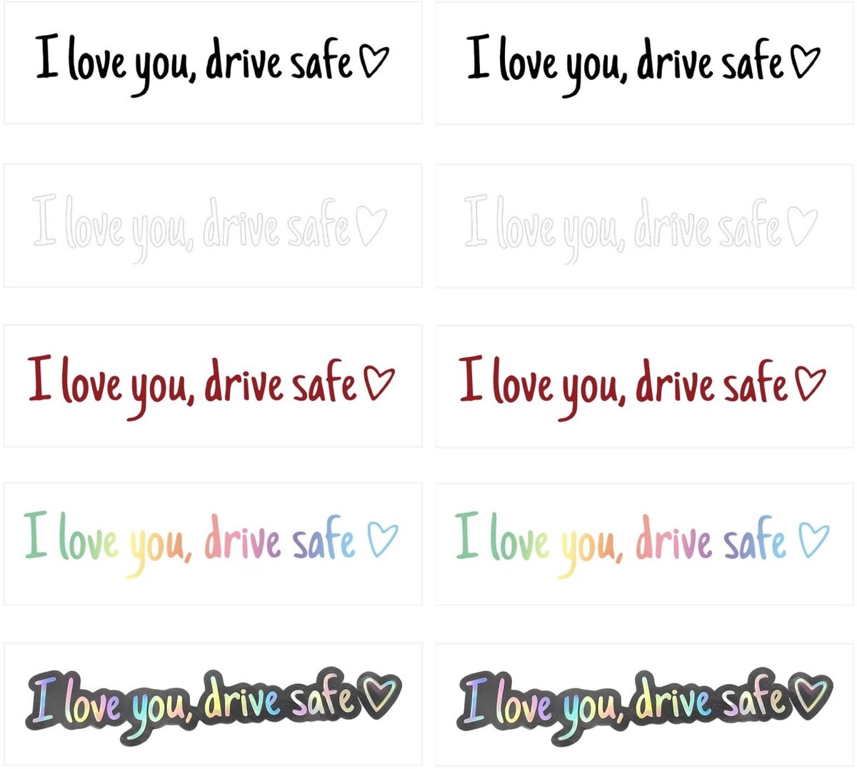 Dailygoods- Autosticker I Love You - Achteruitkijkspiegelstickers - Vinyl Stickers - Cadeaus voor Bestuurders - 10 Stuks - Auto-interieur - Spiegelsticker