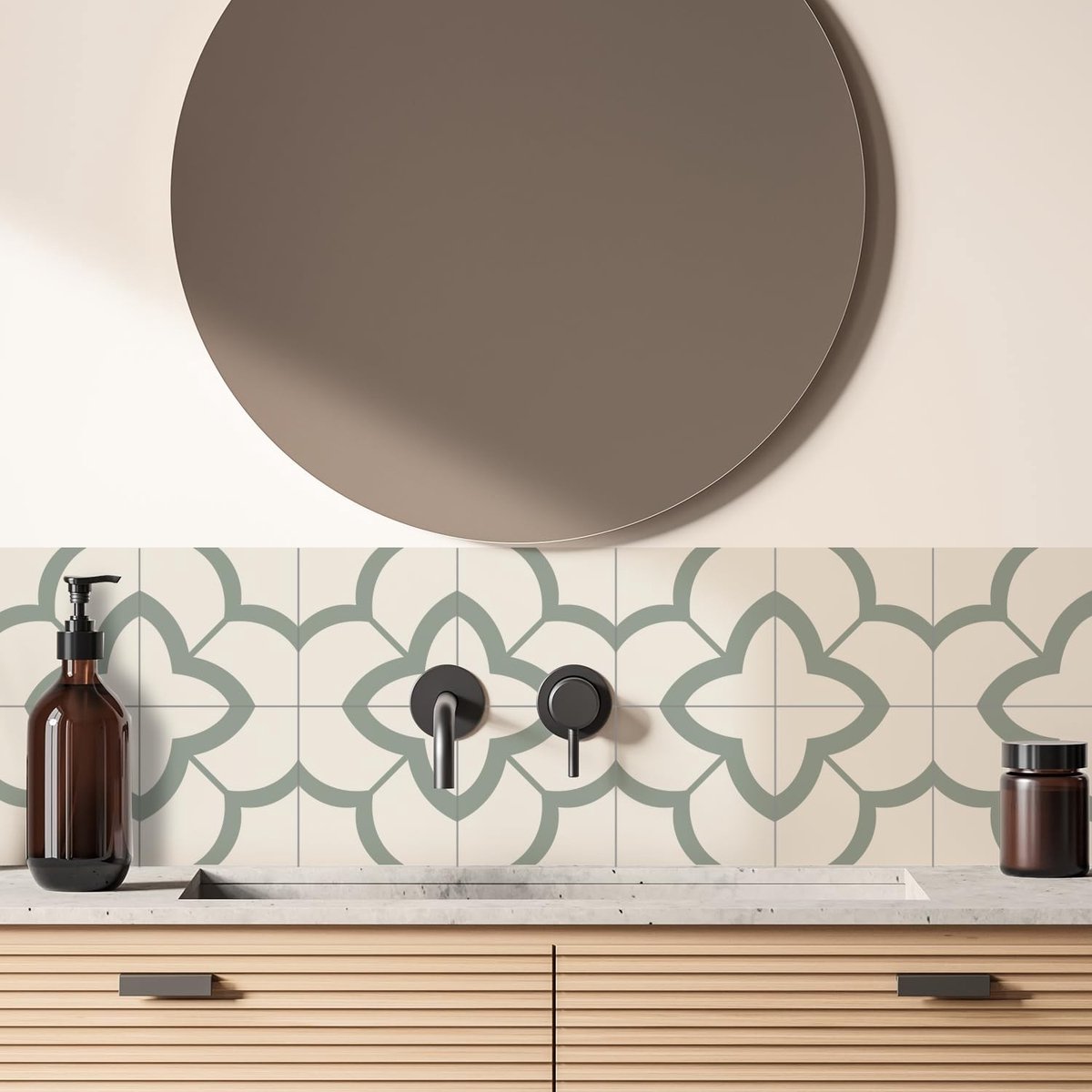 Dailygoods- Vloerstickers 12 Stuks - Zelfklevende Tegelstickers - Peel en Stick Vinyl - Makkelijk aan te brengen - Voor Badkamer/Keuken - Verwijderbaar zonder schade - Muursticker