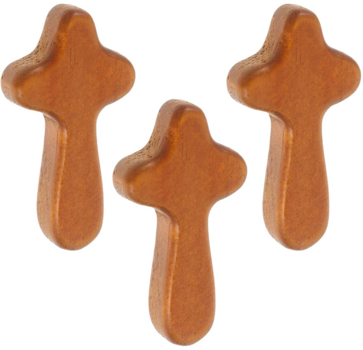Dailygoods- Houten Kruis - 3 Gesneden Kruisjes - Zakkruisjes - Geluksbrenger - Religieuze Decoratie - Stressvermindering - Hoogwaardig Hout - Kruisje