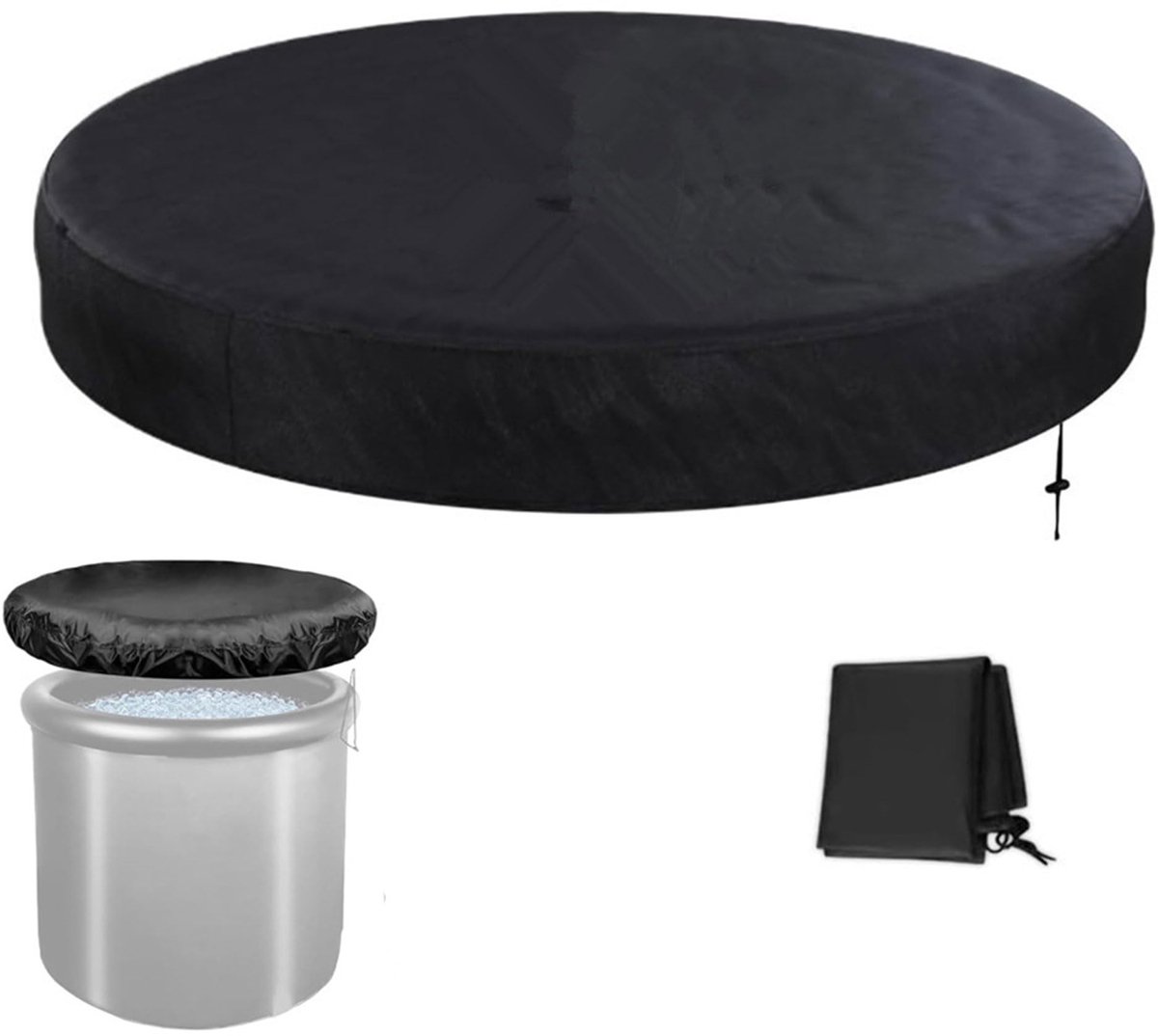 Dailygoods- IJsbad Deksel 80 cm - Opvouwbare Afdekking - Draagbare IJsbad Hoes - Zwart Oxford-Stof - Duurzaam en Praktisch - Ijsbadhoes