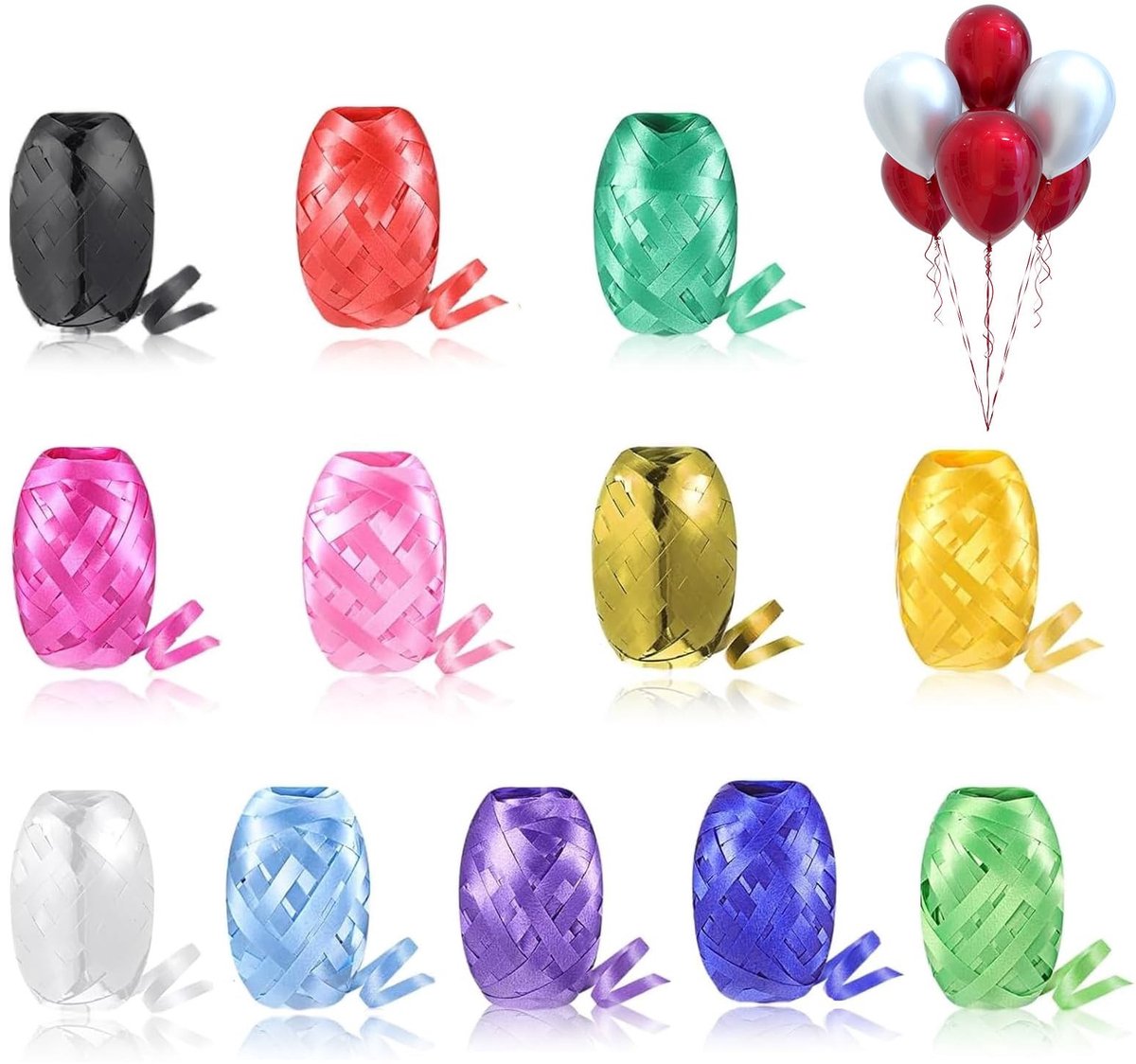 Dailygoods- Cadeaulint Set van 12 Stuks - 5 mm x 10 m Rollen - Waterdicht - Scheurvast - Decoratie Lint - Bruiloft/Feestdecoratie - Kleurrijke Opties - Decoratielint