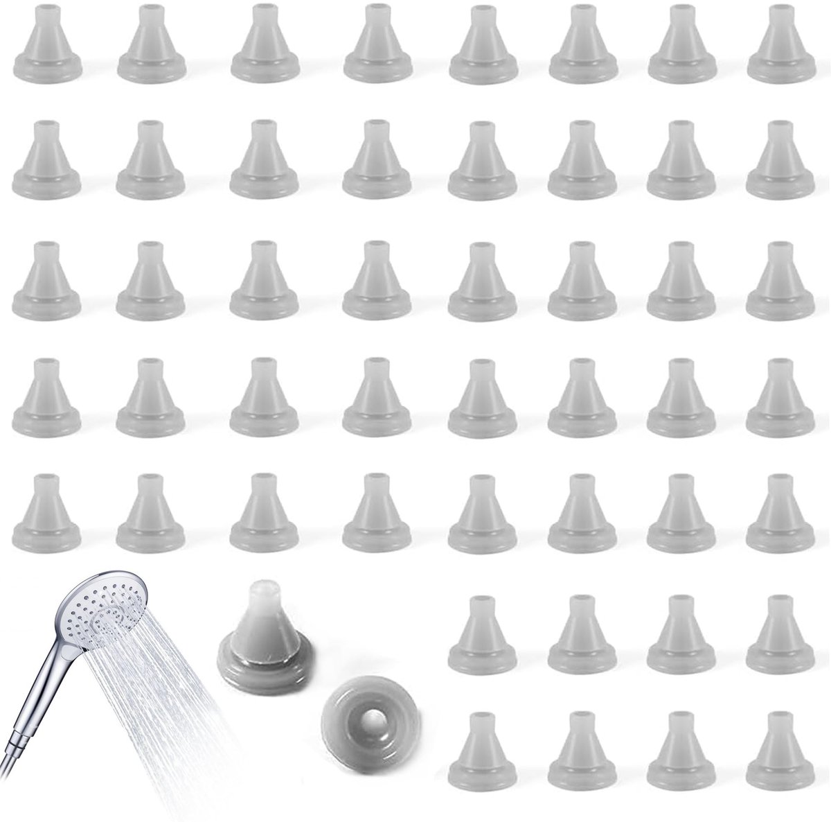 Dailygoods- Reservesproeiers 50 Stuks - Vervangingsset - Siliconen - Douchekop - Universeel - Duurzaam - Douchekopmondstuk