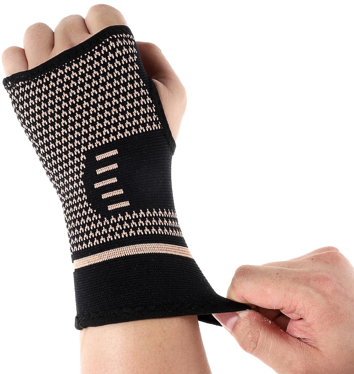 Dailygoods- Polsbandages 2 stuks - Compressive Polsbeschermers - Polssteun - Sportbandages - Koper - Ademend Polyester 16x9 cm - Polsbrace
