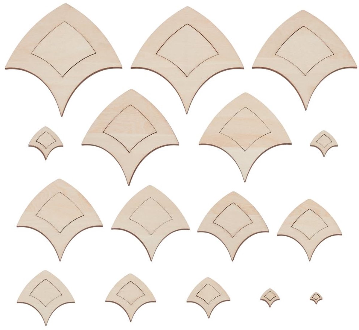 Dailygoods- Houten Sjablonen 32 Stuks - Lege Vismodellen - Tekenen/Schildersjablonen - Knutselen - Wanddecoratie - Creatieve Mogelijkheden - Knutselpatronen