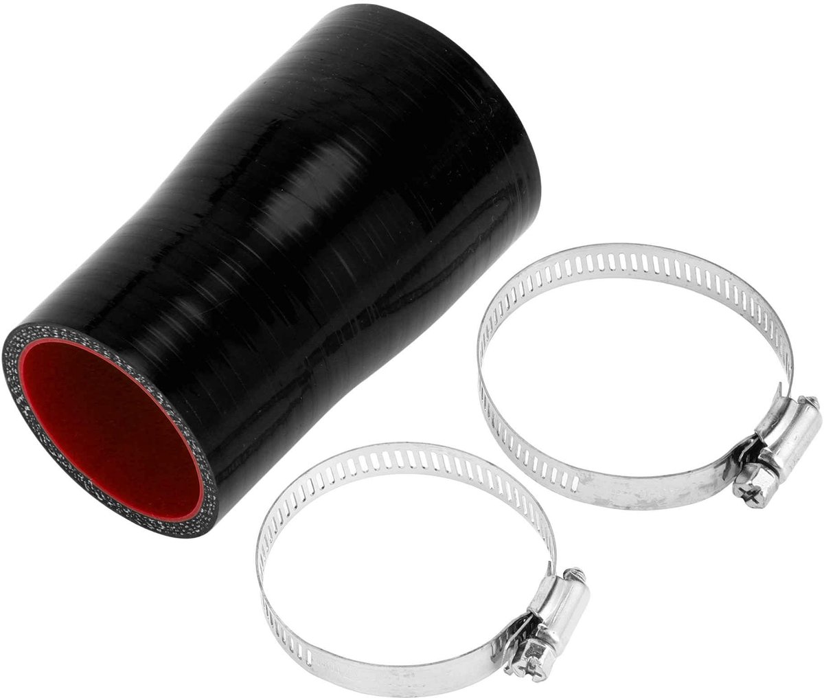 Dailygoods- Koelslang Siliconen - Zwart/Rood - Binnendiameter 45/51 mm - Lengte 100 mm - Temperatuur 300 °C - Meerlaags Weefsel - Siliconenslang