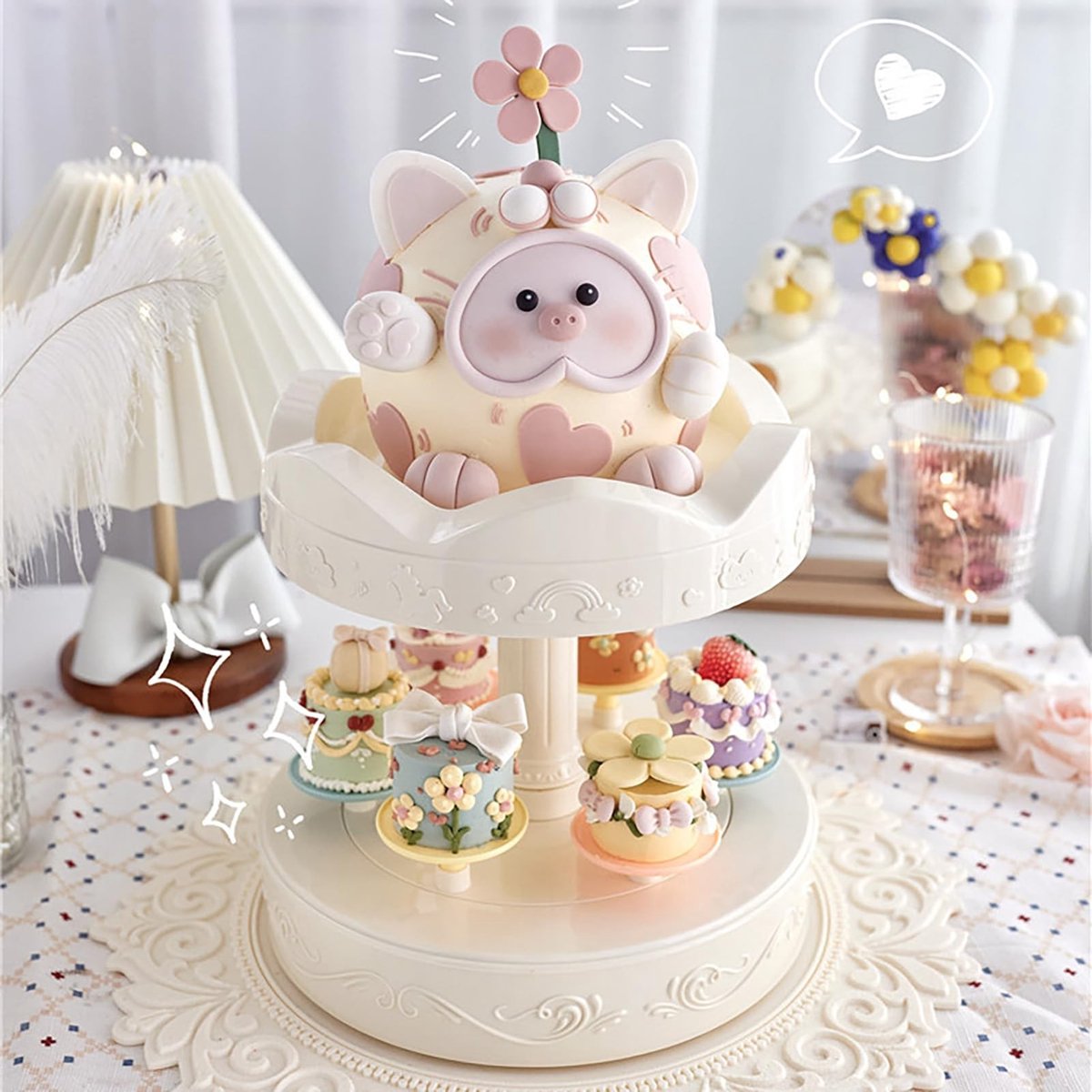Dailygoods- Dessertmachine Automatische Carrousel - Taartdisplay - Tafelversiering - Verjaardagsfeest - Bruiloft - Feestbenodigdheden - Tafeldecoratie
