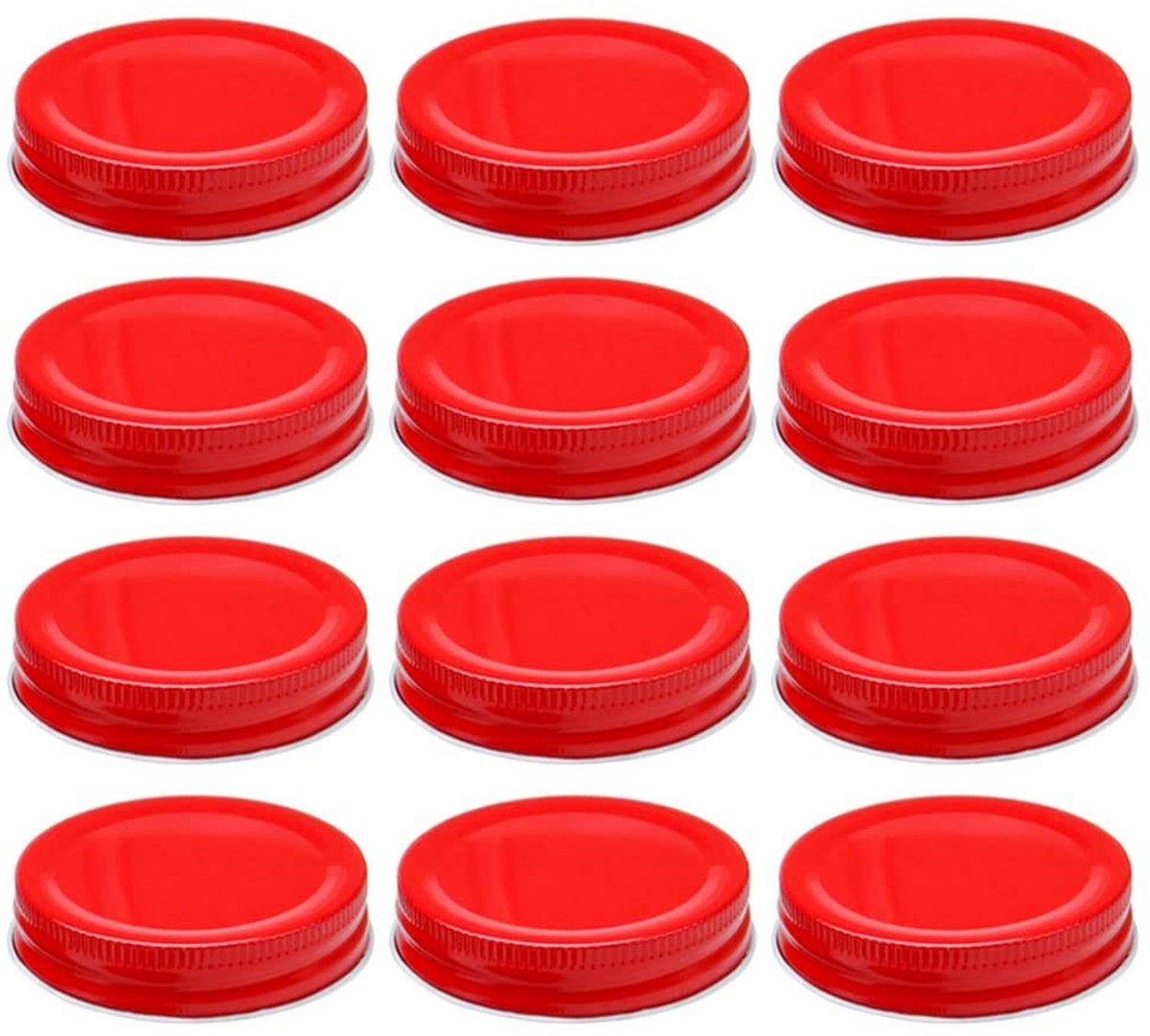 Dailygoods- Schroefdeksel 70 mm - Rode Mason Jar - Herbruikbaar - Twist-off-deksel - Inmaakpotten - 12 stuks - Inmaakdeksel
