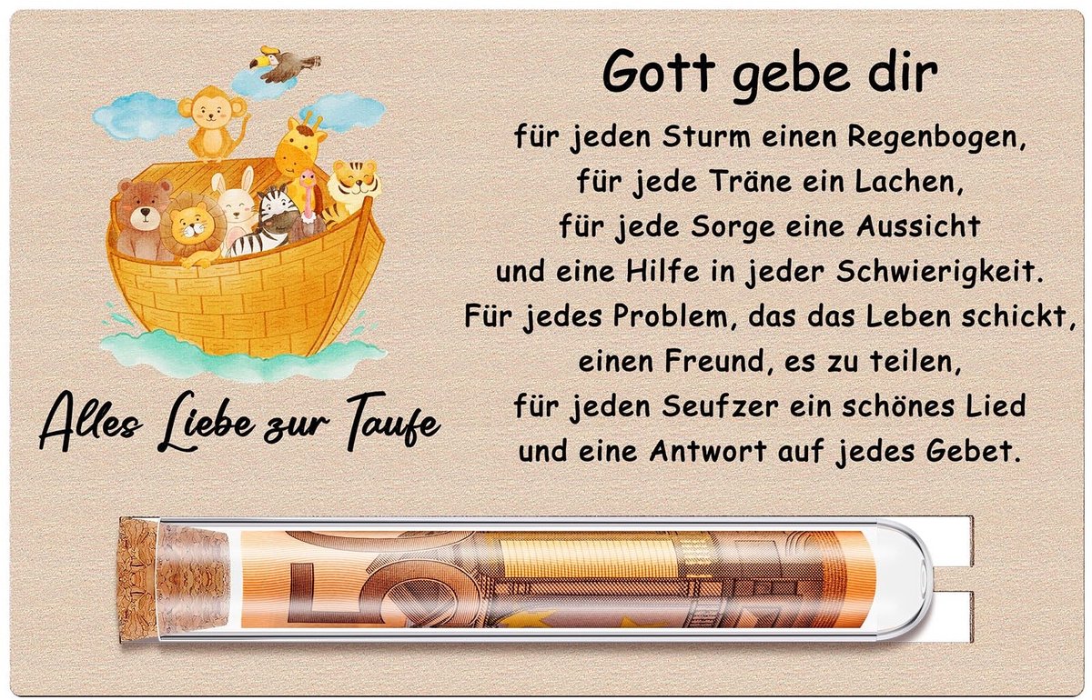 Dailygoods- Geldcadeau Uniek Reageerbuis - Cadeaubon - Geldgeschenk - Doopkind - Verpakking - Elegante Design - Cadeauverpakking