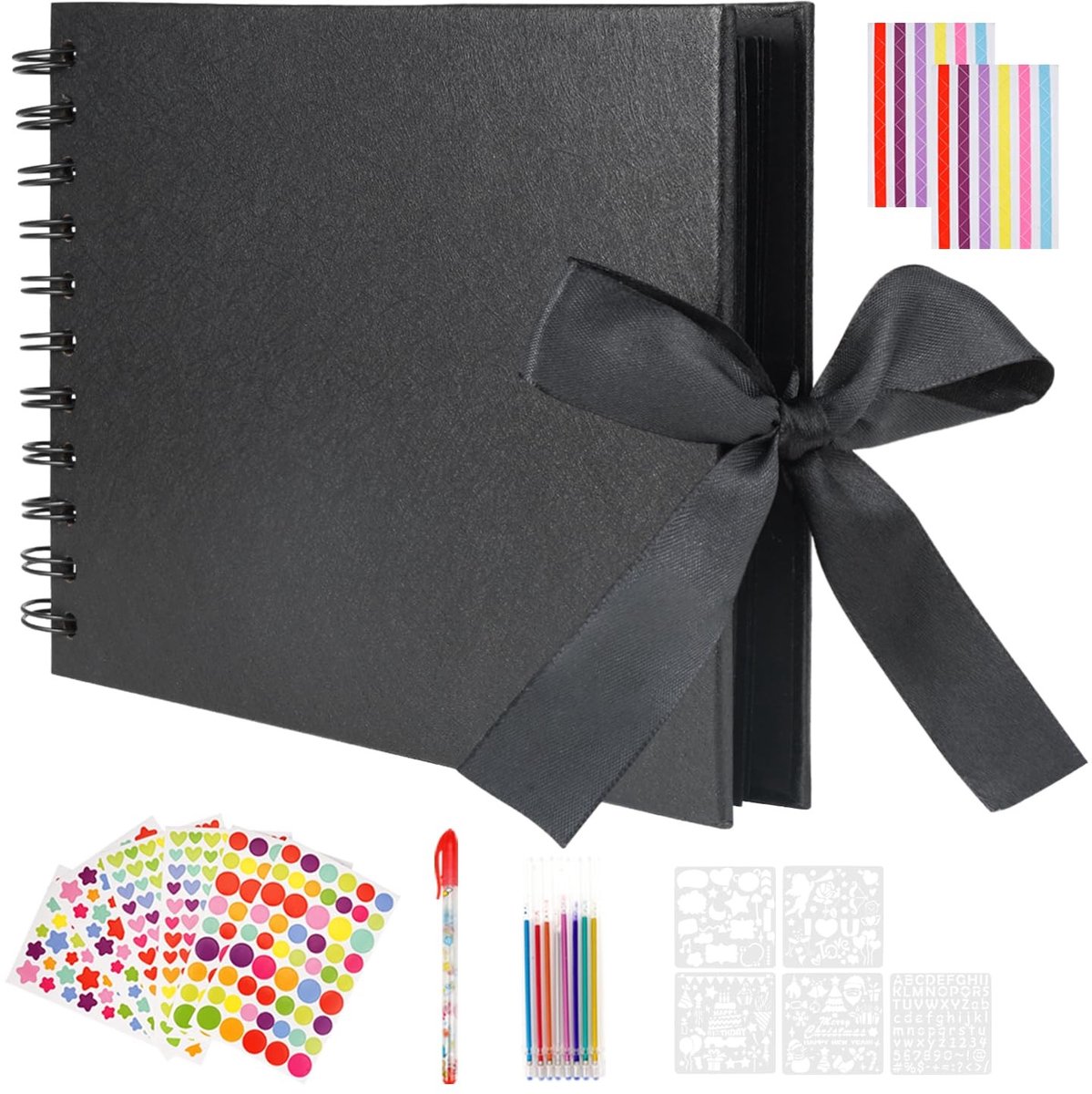 Dailygoods- Fotoalbum A5 30 Vellen - Zwarte Pagina's - Ringband - 150 x 215 mm - Souvenirboek - Bruiloftsalbum - Verstelbaar 360 Graden - Scrapbook