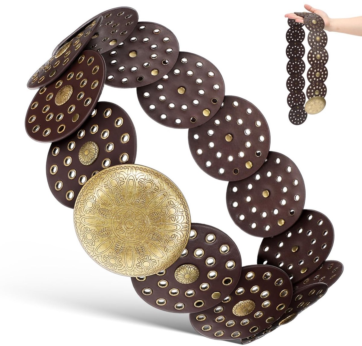 Dailygoods- Tailleriem Dames - Modieuze Riem - Gouden Accenten - Uniek Design - 101x9,2x1 cm - Perfect voor Dameskostuums - Kledingriem