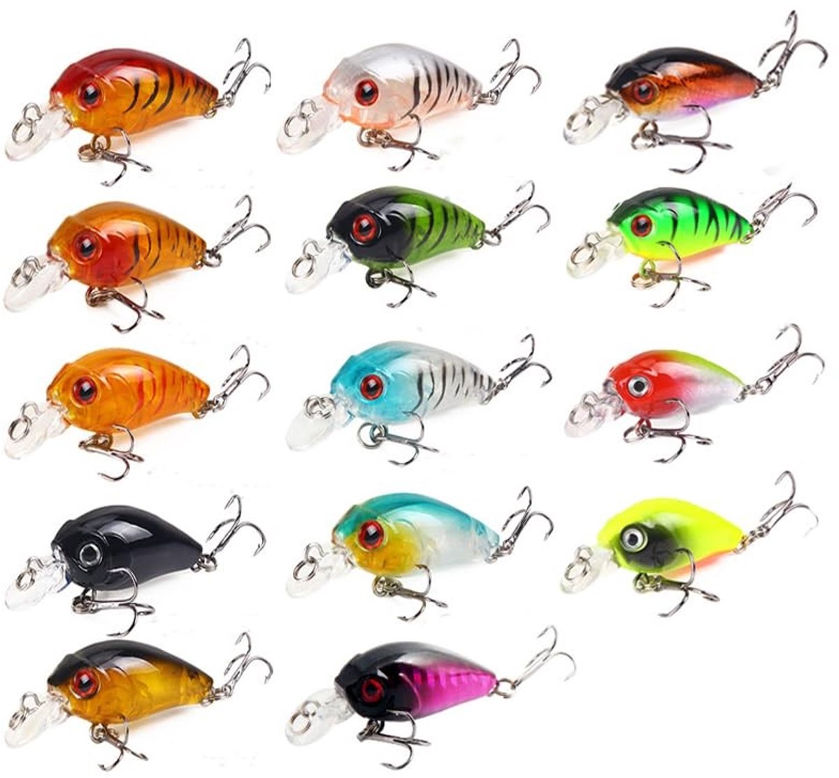 Dailygoods- Aas Set 14 Stuks - Harde Popper - Wobblers/Crankbaits - Aas voor Zoetwater/Zout Water - Geluidsfunctie - Levensechte Zwembewegingen - Vislures