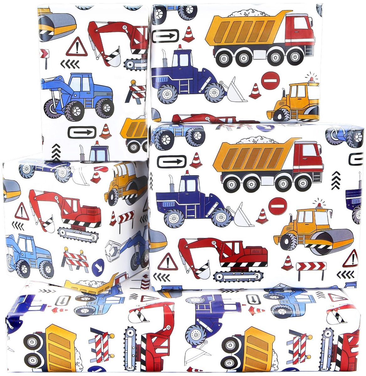 Dailygoods- Inpakpapier Graafmachine - 4 Vellen - 50 x 70 cm - Cadeaupapier Kinderen - Verjaardagsfeestjes - Glanzend Gecoat