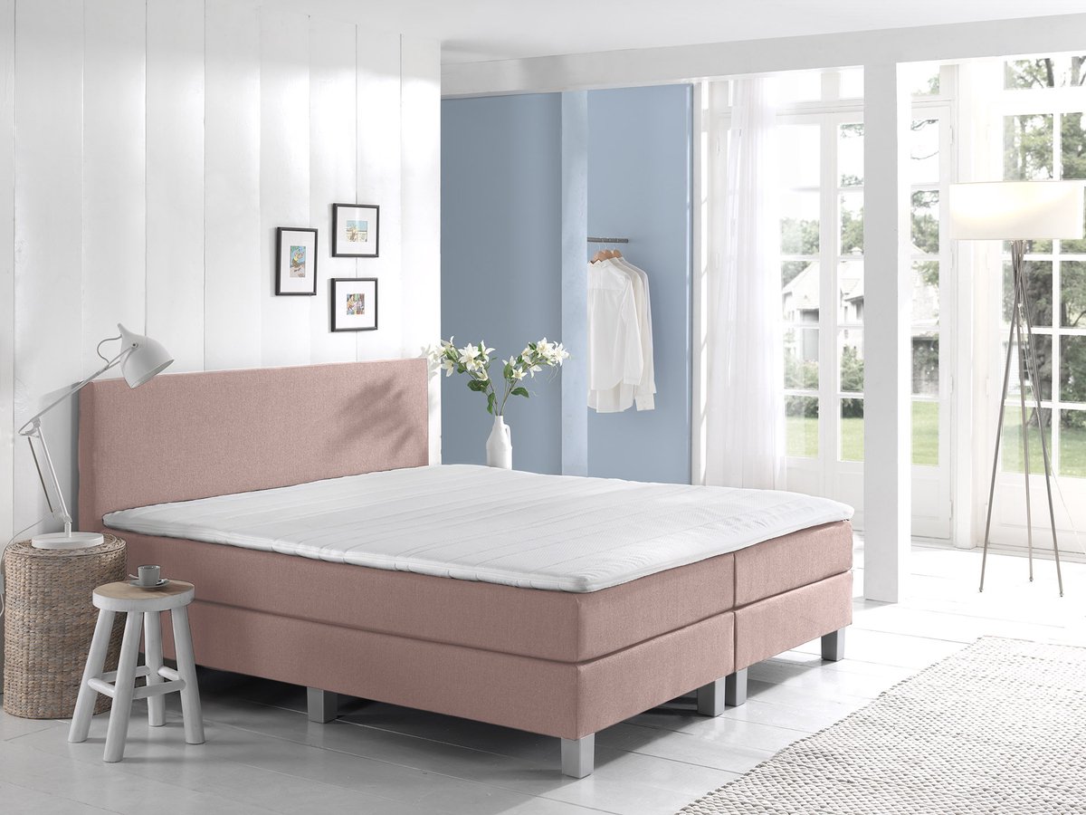 Boxspring Eefje - Roze - 140 x 200 cm | Inclusief gratis topper en antislip