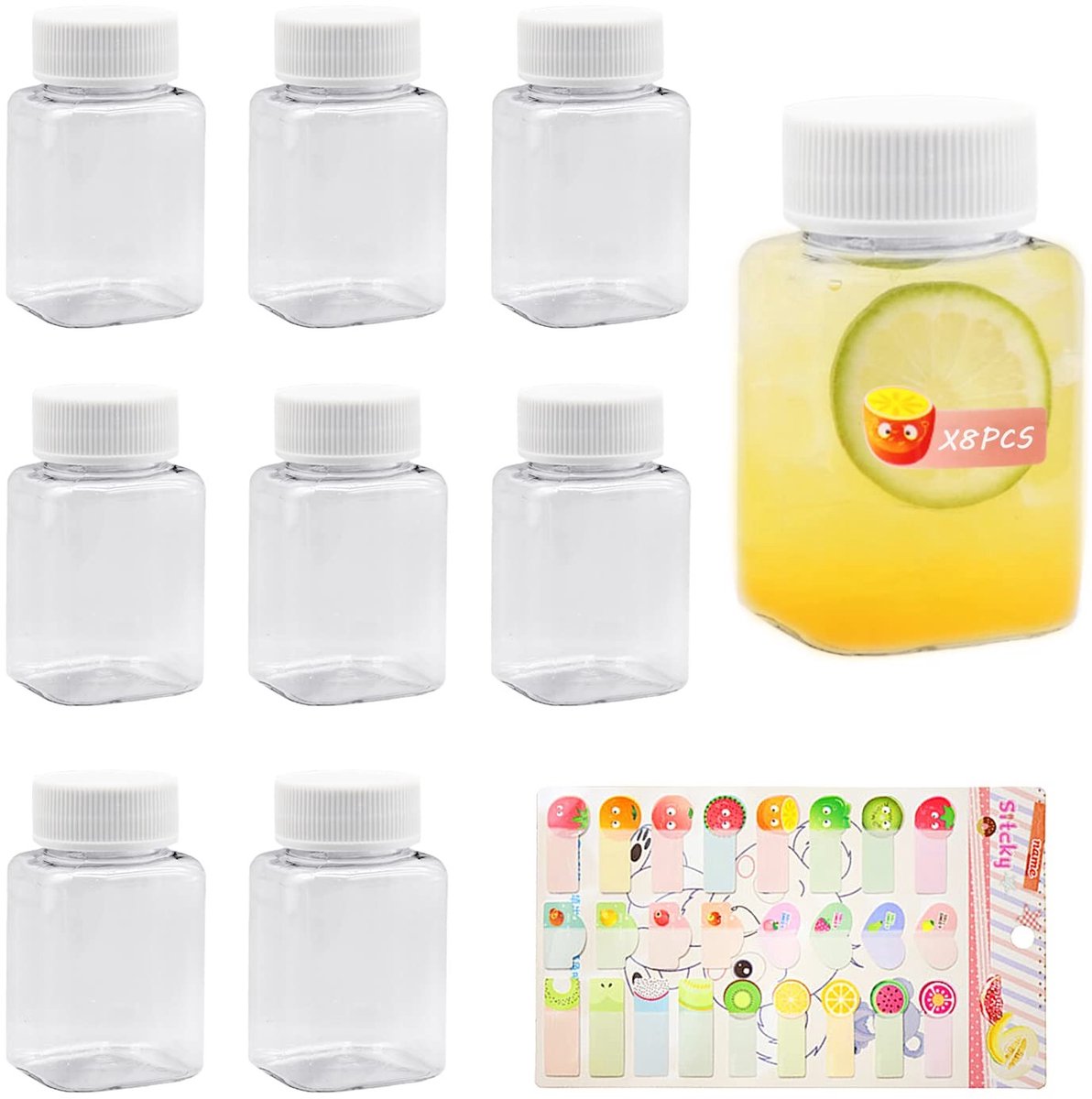 Dailygoods- Smoothieflessen 8-pack - Lekvrije Drinkcontainers - Transparante Drinkfles - 100ml - PET Materiaal - Slijtvast en Duurzaam - Drankfles