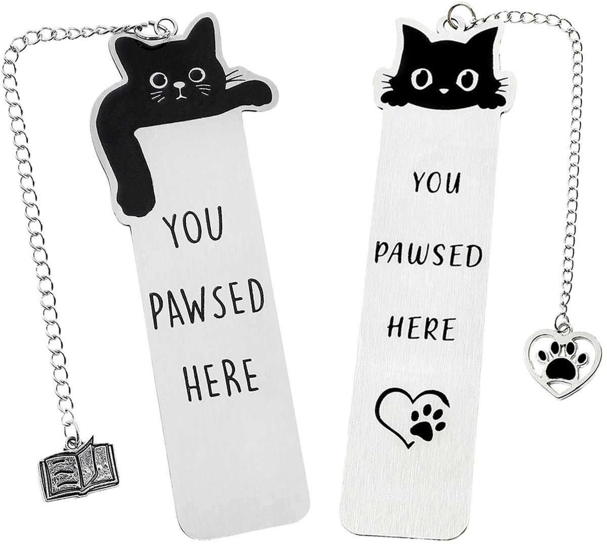 Dailygoods- Boekenlegger Set van 2 - Metalen Kattenbladwijzers - Duurzaam Roestvrij Staal - Leesaccessoires - Geschenken voor Boekenliefhebbers - Charmante Ontwerpen - Boekensteun