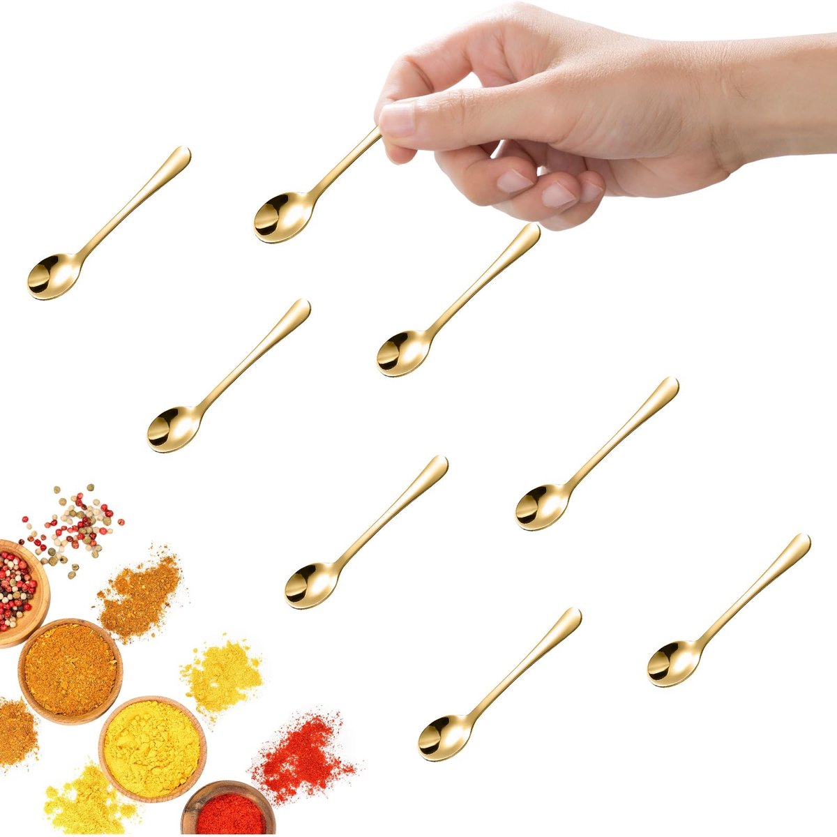 Dailygoods- Kruidenlepels 8 Stuks - Mini Formaat 7,5CM - Roestvrij Staal - Herbruikbaar - Duurzaam - Perfect voor Kruidenpotjes - Lepels