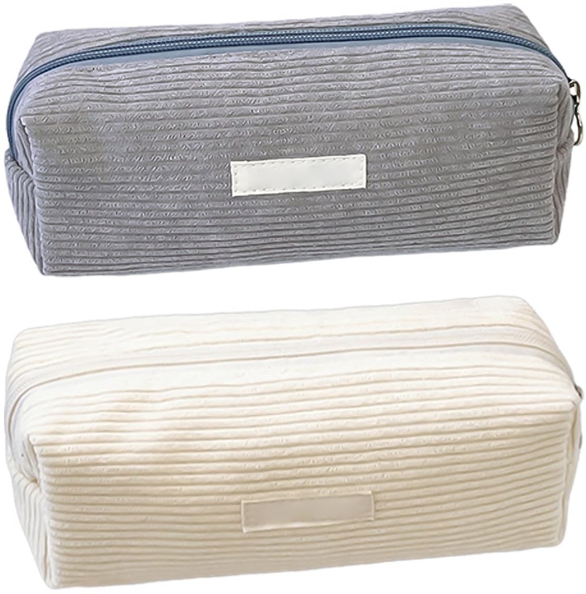 Dailygoods- Pennenetui 2 stuks - Corduroy Fluweel - Ritssluiting - Multifunctionele Tas - 19 x 7 x 6 cm - Zacht en Duurzaam - Etui