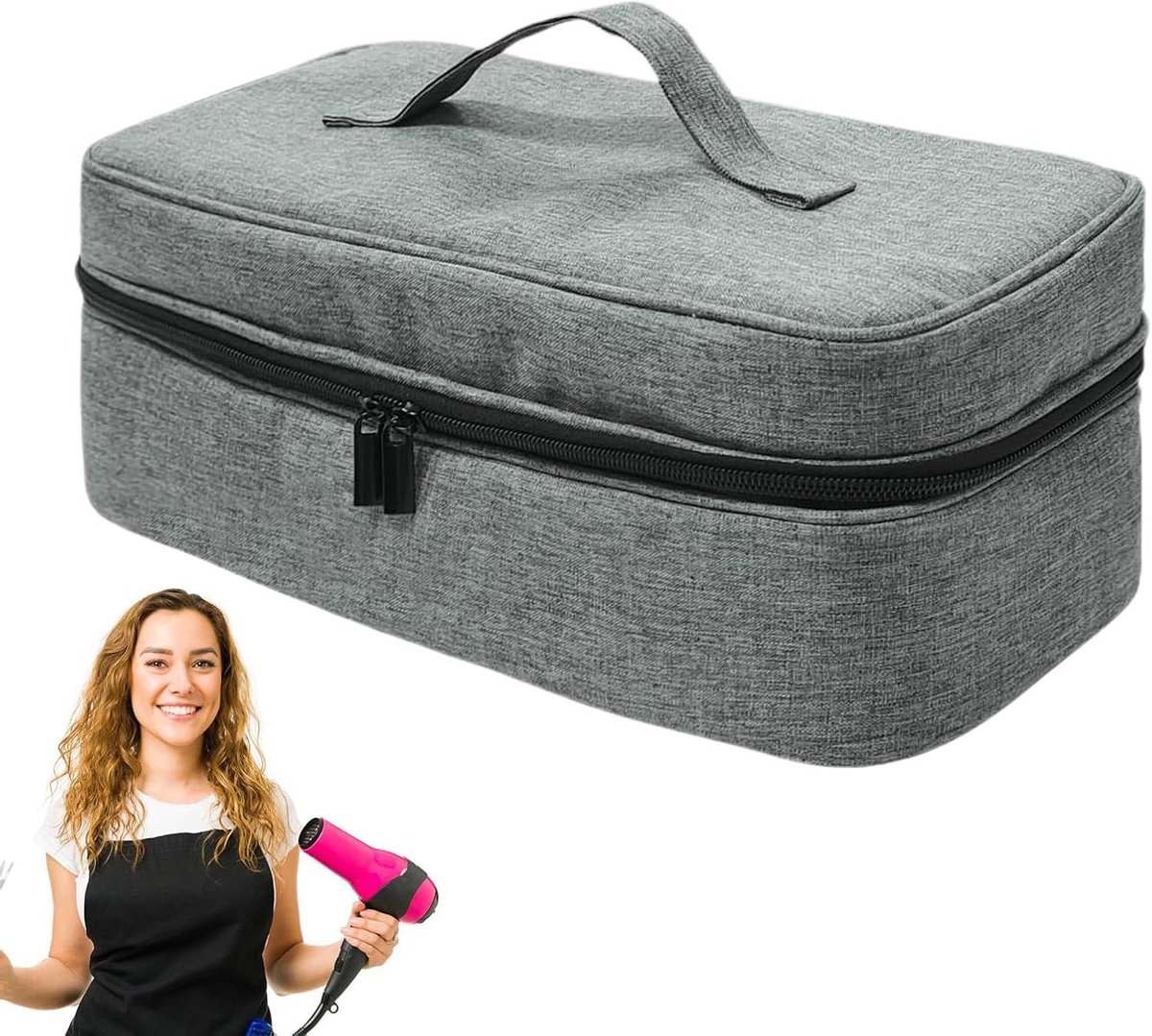 Haardroger Reistas - Opbergtas Styling - Apparaten Opbergen - Met RVS Haak - 34 x 15 x 13 cm - Grijs