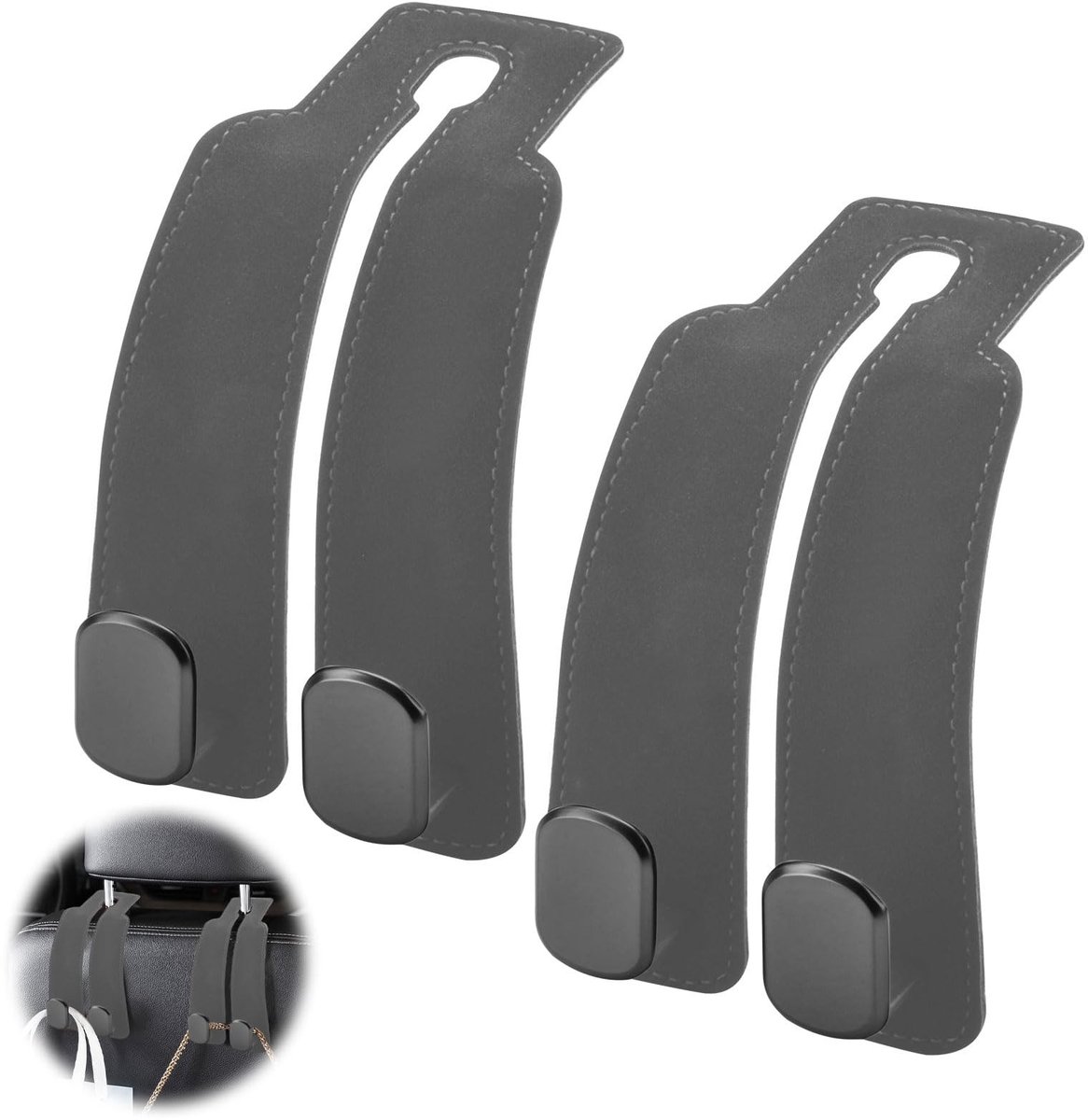 Dailygoods- Autohaak Premium - Achterbank Hoek - Hoofdsteun Hanger - Kledinghanger - Handtas Houder - 360 Graden Verstelbaar - Autohanger