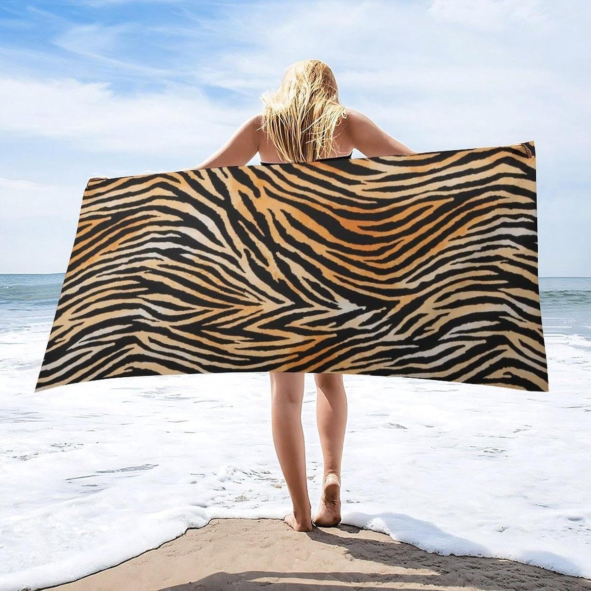 Strandhanddoek - Grote handdoek - Zonnebaden - Sneldrogend zandvrij - 100 x 200 cm - Zebra