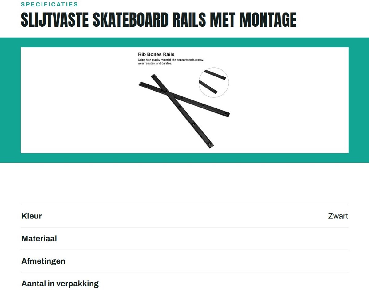 Dailygoods- Skateboard Rails Slijtvaste Flexibele Ribben - Edge Protector - Vloerbescherming - Eenvoudig te installeren - Vermindering van wrijving - Zwarte versie - Skateboard Bescherming