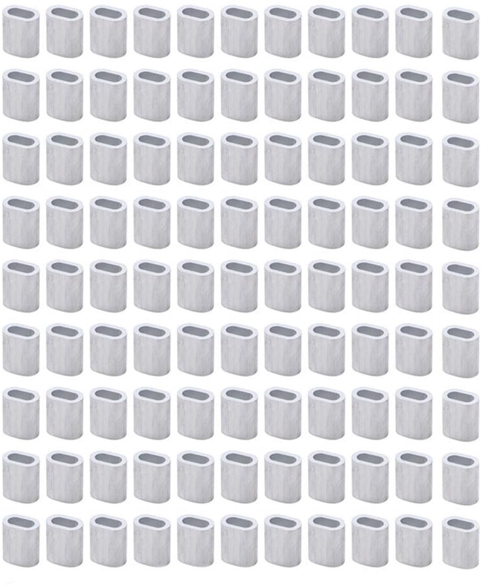 Dailygoods- Krimploop Huls 100 Stuks - Aluminium Draadkabel Ferrule - Kabelbevestiging - Visserij - Gereedschapsset - Geschikt voor Technische Projecten - Draadkabelhulzen