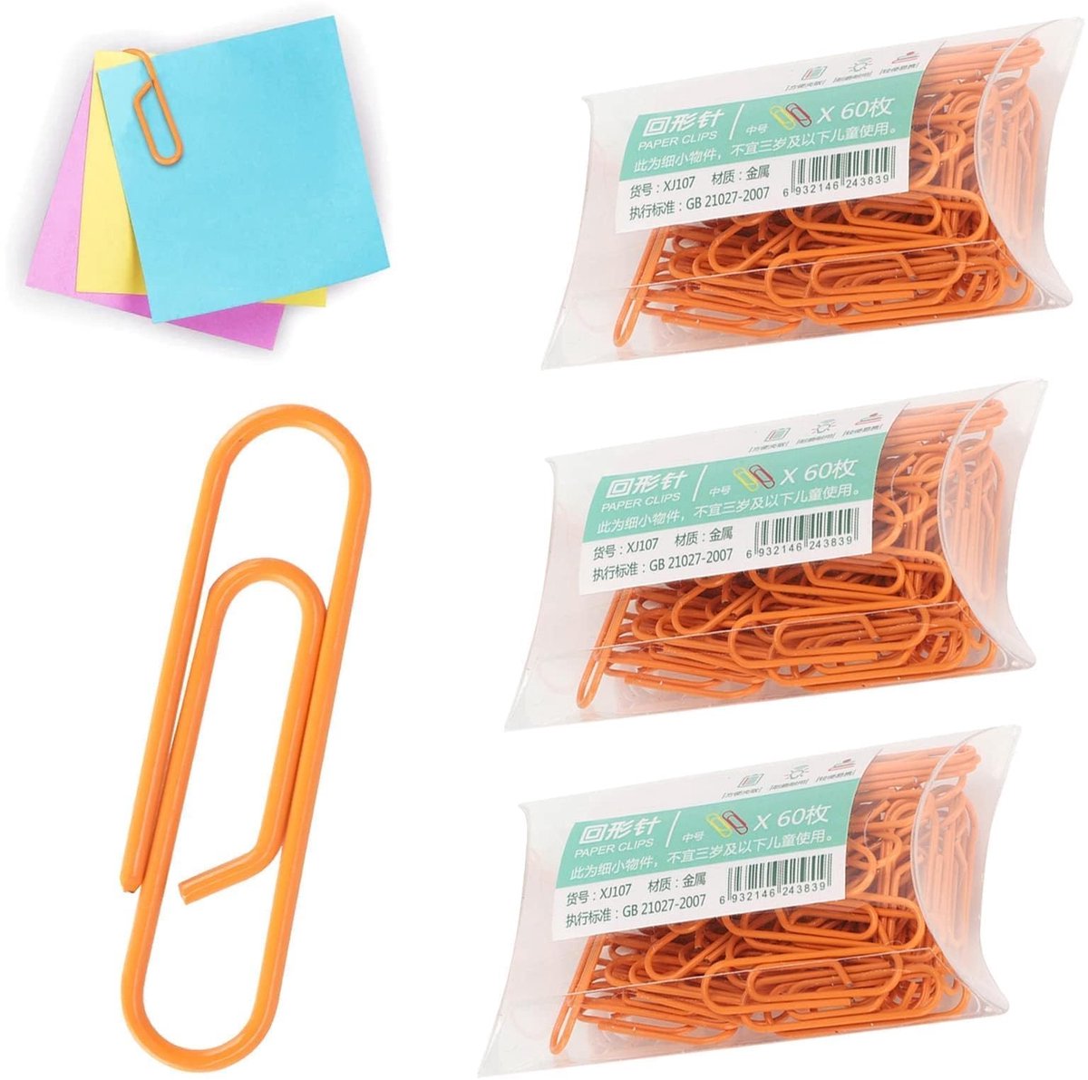 Dailygoods- Paperclips Gekleurd 180 Stuks - Lichtgewicht - PET-gecoate Draad - Document Klemmen - Draagbaar - Maat 2,9 cm - Bindclips