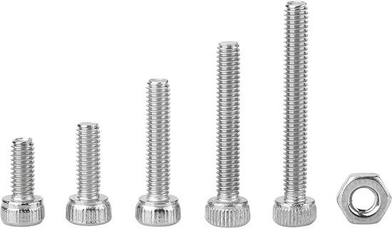 Hexagonal Head Bolt Kit - M2.5 - RVS SS304 - Holle Schroefkop en Moer Draad Kit (210 stuks/pakket) van Merkloos	 — afbeelding 5