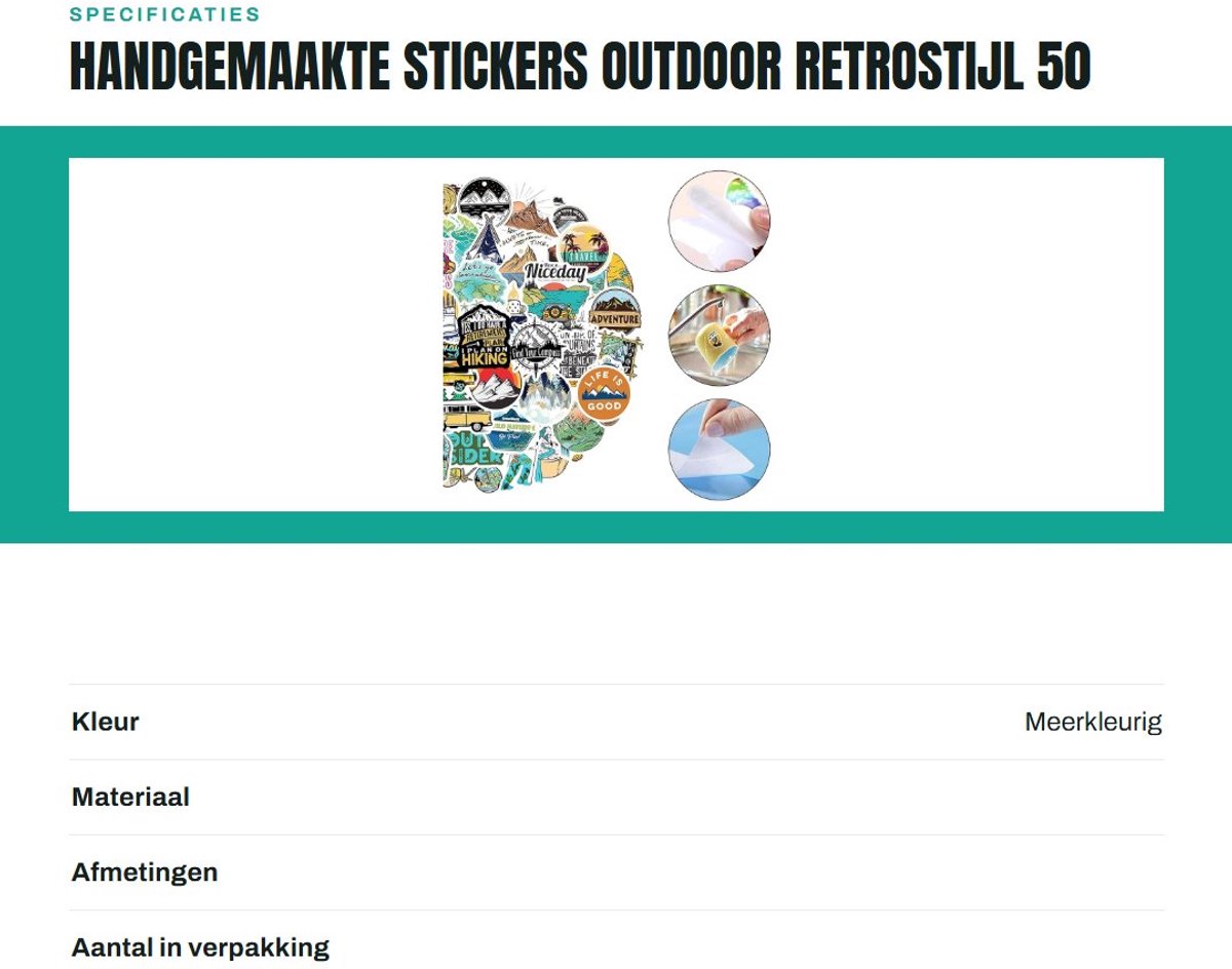 Dailygoods- Stickers 50 Stuks - Handgemaakte Outdoor Stickers - Camping/Thema - Geschikt voor Notebooks/Skateboard - Eenvoudig Af te Scheuren - Duurzaam PVC Materiaal - Decoratiestickers