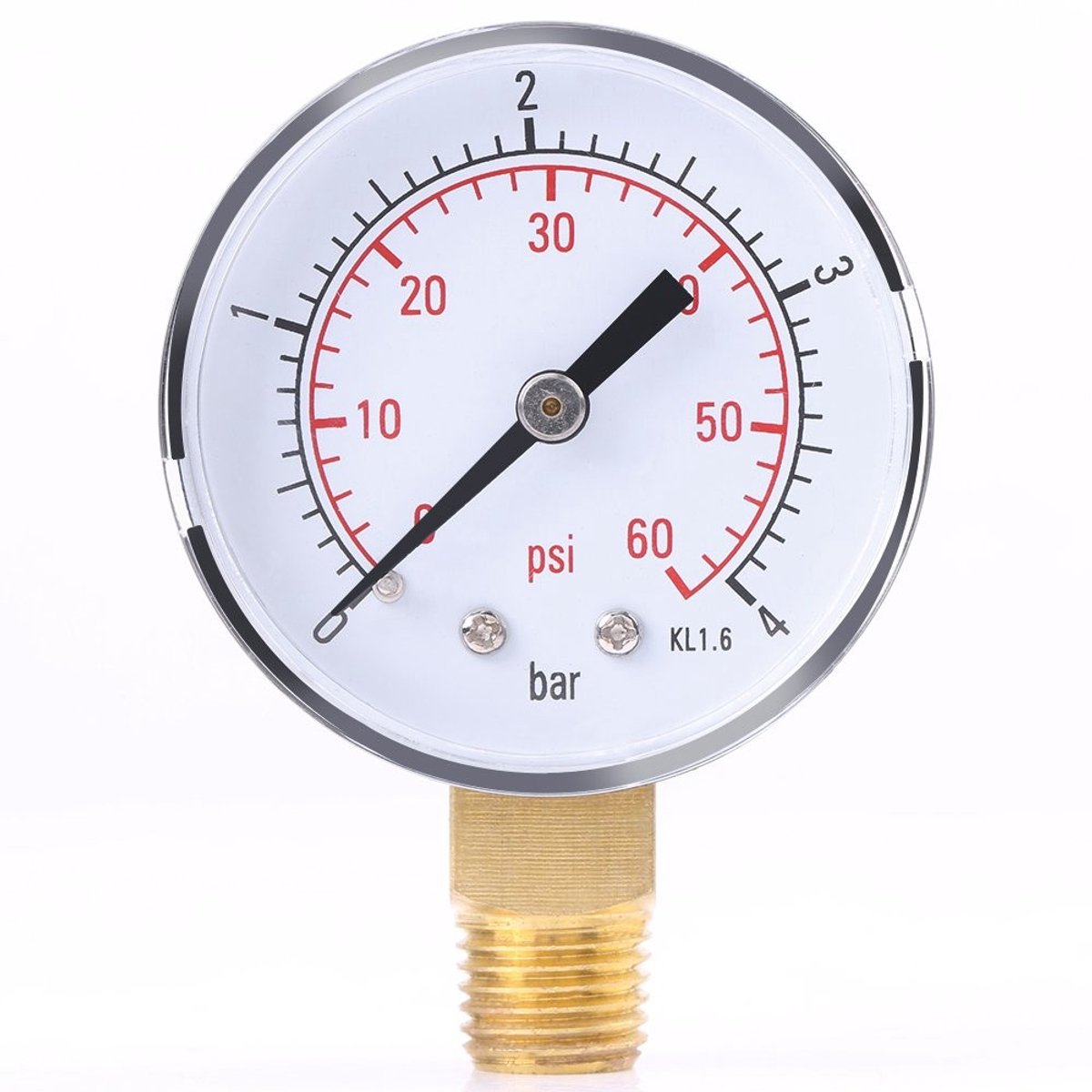 Dailygoods- Oliedrukmeter 0-60psi - Manometer - Mini-Manometer - Glycerine gevuld - Dubbelzijdig - Diameter wijzerplaat 50mm - Drukmeter