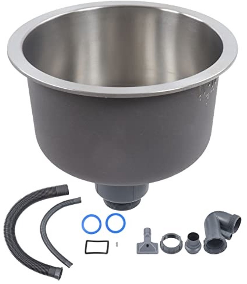 Dailygoods- RVS Spoelbak Mini Rond 30cm - Afvoer - Zeef - Compact - Eenvoudige Vervanging - Hoogwaardige Kwaliteit